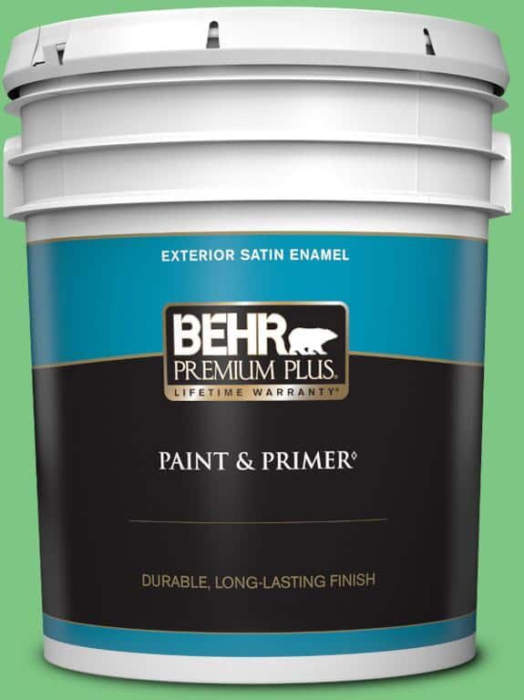 BEHR PREMIUM PLUS 5 gal. #P390-5 Garden Stroll Satin Enamel Exterior Paint & Primer