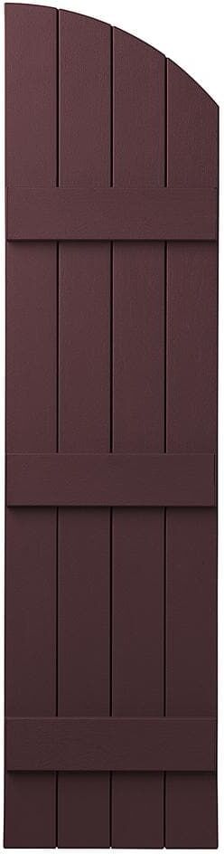 Ply Gem 15 in. x 57 in. Polypropylene Plastic Arch Top Closed Board and Batten Shutters Pair in Vineyard Red