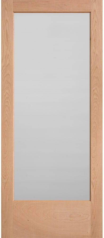 Masonite 36 in. x 84 in. Cherry Veneer 1-Lite Solid Wood Interior Barn Door Slab