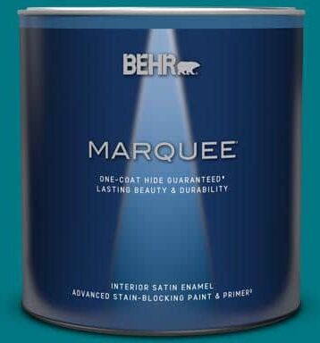 BEHR MARQUEE 1 qt. #P470-7 The Real Teal Satin Enamel Interior Paint & Primer