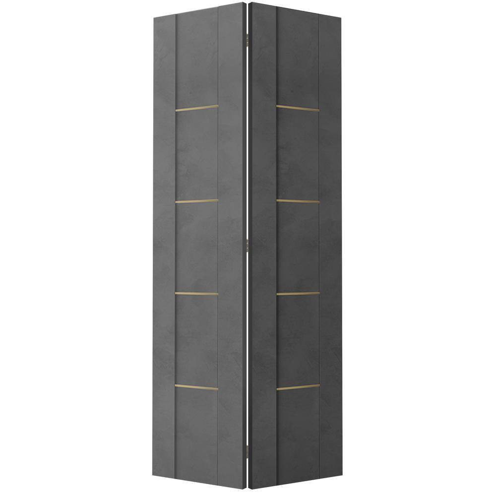 Belldinni Vona 01 4H Gold 48 in. x 79.375 in. Solid Composite Core Wood Dark Urban Finished Bifold Door with Hardware