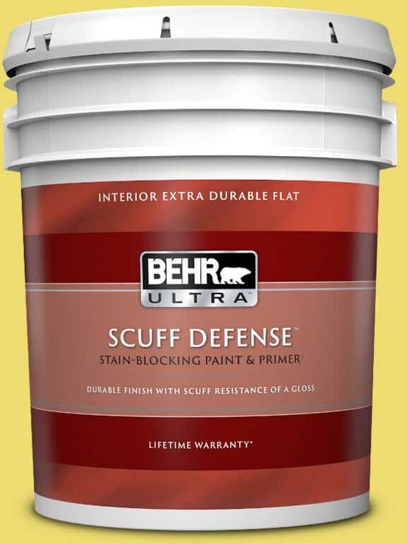 BEHR ULTRA 5 gal. #T15-15 Plastic Lime Extra Durable Flat Interior Paint & Primer