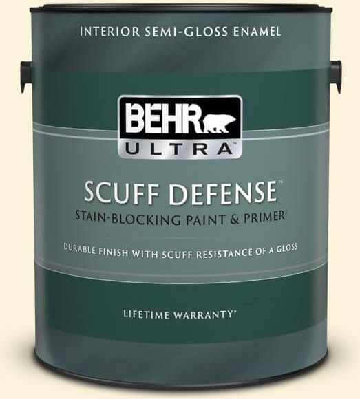 BEHR ULTRA 1 gal. #380C-1 Sun Glint Extra Durable Semi-Gloss Enamel Interior Paint & Primer