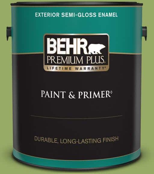 BEHR PREMIUM PLUS 1 gal. #420D-5 Herbal Garden Semi-Gloss Enamel Exterior Paint & Primer