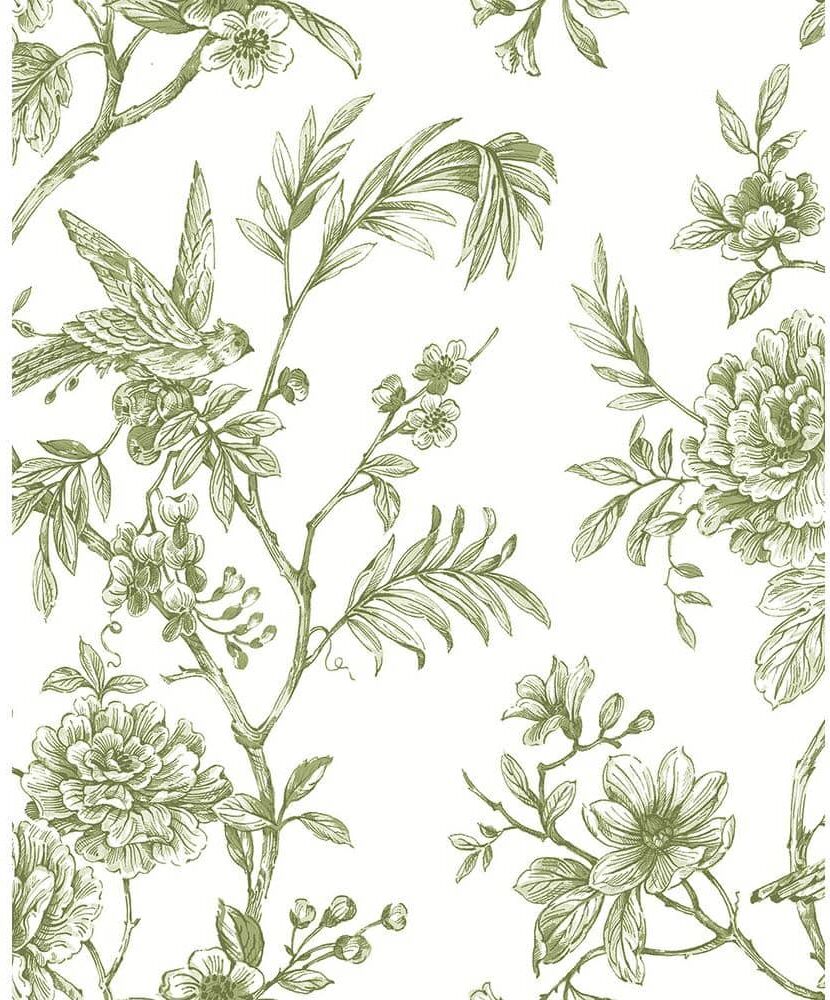 A-Street Prints Jessamine Green Floral Trail Paper Strippable Roll Wallpaper (Covers 56.4 sq. ft.)