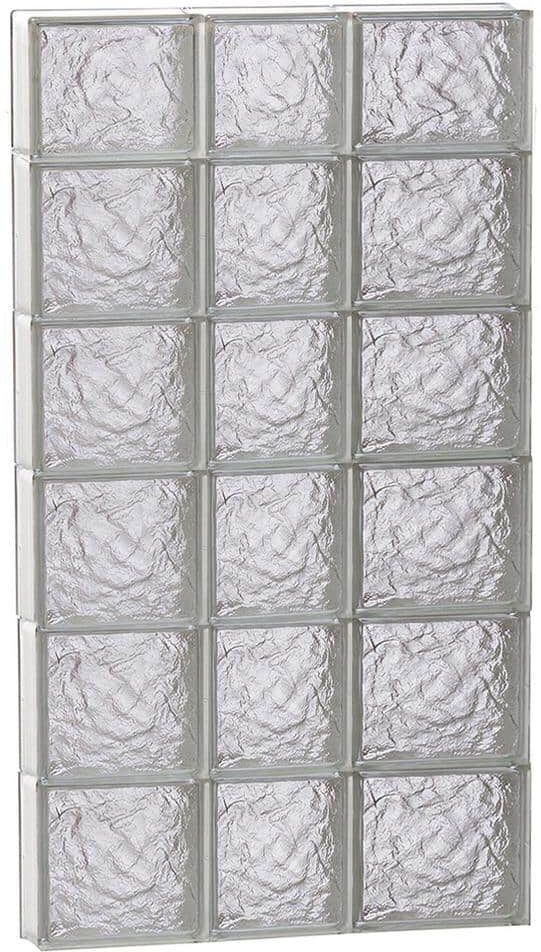 Clearly Secure 21.25 in. x 44.5 in. x 3.125 in. Frameless Ice Pattern Non-Vented Glass Block Window