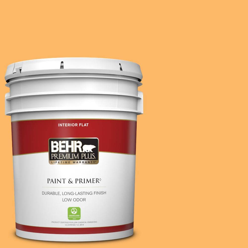 BEHR PREMIUM PLUS 5 gal. Home Decorators Collection #HDC-SM14-11 Yellow Polka Dot Flat Low Odor Interior Paint & Primer