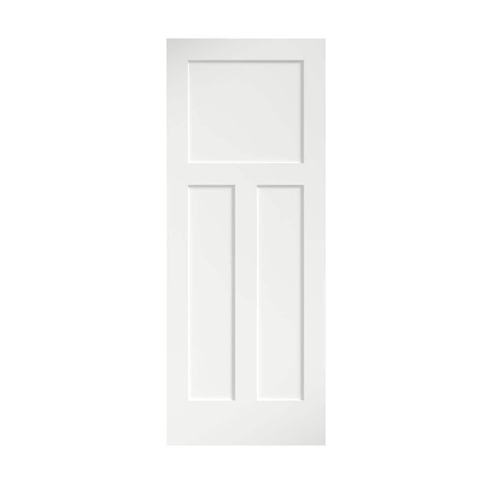 eightdoors 32 in. x 80 in. x 1-3/8 in. Shaker White Primed T-Shape 3-Panel Solid Core Wood Interior Slab Door, Triple coat white primer