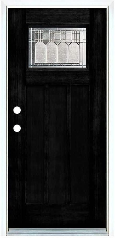 MP Doors 36 in. x 80 in. Right-Hand Inswing Classic Craftsman Vintage Glass Black Stained Fiberglass Prehung Front Door