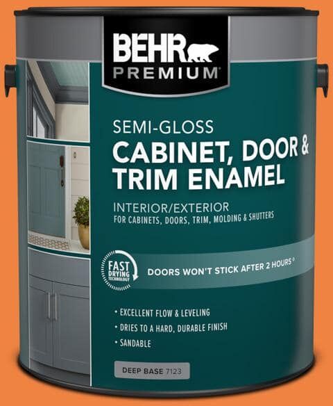 BEHR PREMIUM 1 gal. #P220-7 Construction Zone Semi-Gloss Enamel Interior/Exterior Cabinet, Door & Trim Paint