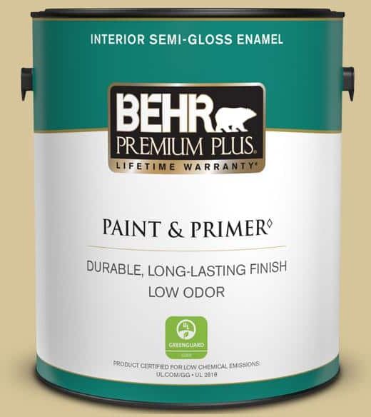 BEHR PREMIUM PLUS 1 gal. Home Decorators Collection #HDC-NT-02 White Oak Semi-Gloss Enamel Low Odor Interior Paint & Primer