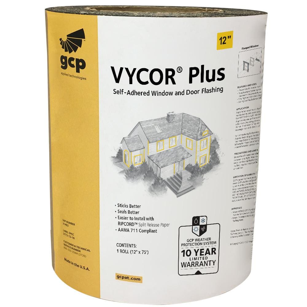 GCP Applied Technologies Vycor Plus 12 in. x 75 ft. Roll Fully-Adhered Flashing Tape (75 sq. ft.)