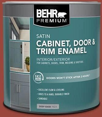 BEHR PREMIUM 1 qt. #S-H-190 Antique Red Satin Enamel Interior/Exterior Cabinet, Door & Trim Paint