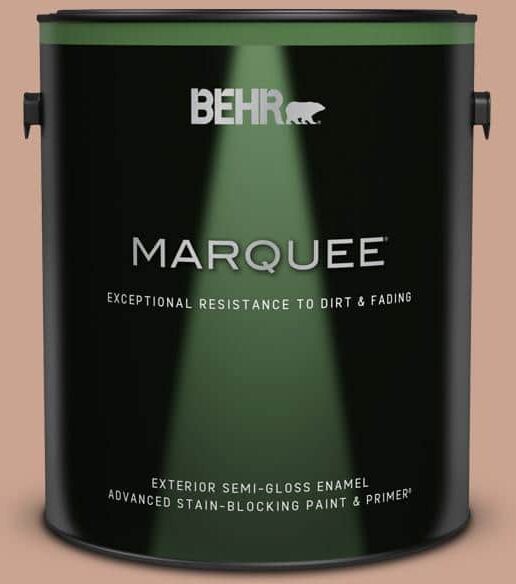 BEHR MARQUEE 1 gal. #220F-4 Sombrero Tan Semi-Gloss Enamel Exterior Paint & Primer