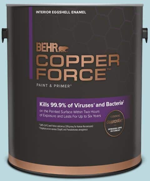 COPPER FORCE 1 gal. #S460-1 Air Blue Eggshell Enamel Virucidal and Antibacterial Interior Paint & Primer