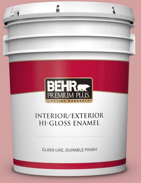 BEHR PREMIUM PLUS 5 gal. #S150-3 Rose Pottery Hi-Gloss Enamel Interior/Exterior Paint