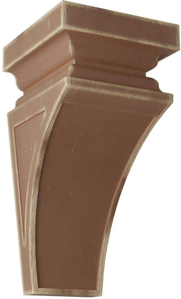 Ekena Millwork 7 in. x 14 in. x 7-3/4 in. Weathered Brown Jumbo Nevio Wood Vintage Decor Corbel