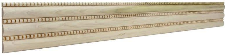 Ornamental Mouldings 1547-94WHW 0.4375 in. D x 5 in. W x 94.5 in. L Unfinished White Hardwood Large and Small Reed with Bead Panel Moulding