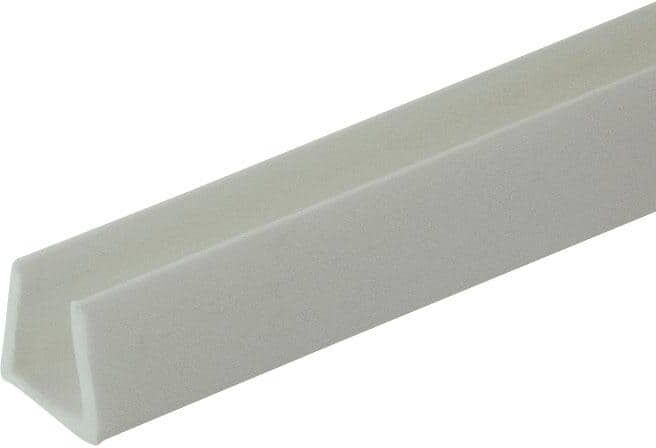 Outwater 9/32 in. D x 1/4 in. W x 36 in. L White Styrene Plastic U-Channel Moulding Fits 1/4 in. Board, (4-Pack)