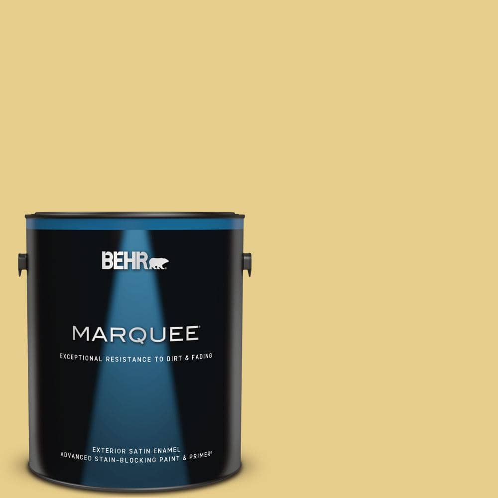 BEHR MARQUEE 1 gal. #T12-6 Lol Yellow Satin Enamel Exterior Paint & Primer