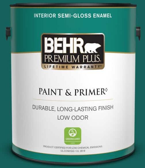 BEHR PREMIUM PLUS 1 gal. #S-H-490 Billiard Table Semi-Gloss Enamel Low Odor Interior Paint & Primer