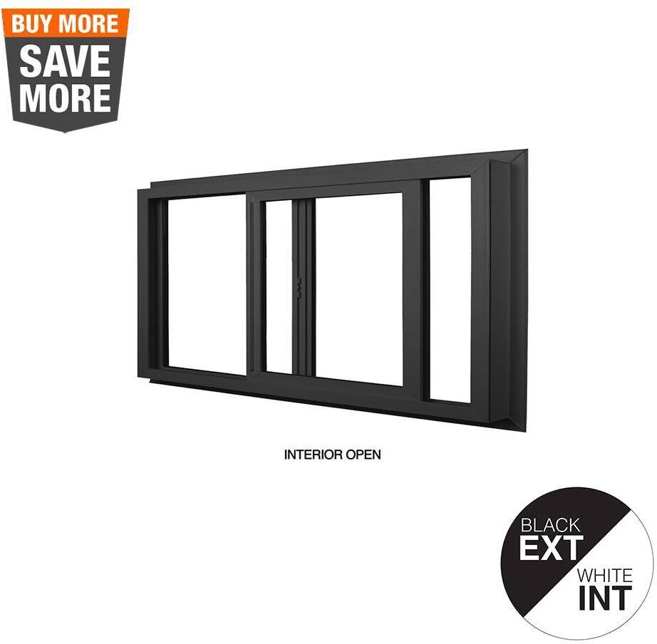 Ply Gem 71.5 in. x 35.5 in. Select Series Left Hand Horizontal Sliding Vinyl Black Window with White Int, HPSC Glass and Screen