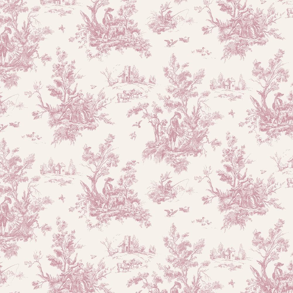 Norwall Toile Plum, Burgundy & Cream Vinyl Wallpaper (Covers 55 sq. ft.)