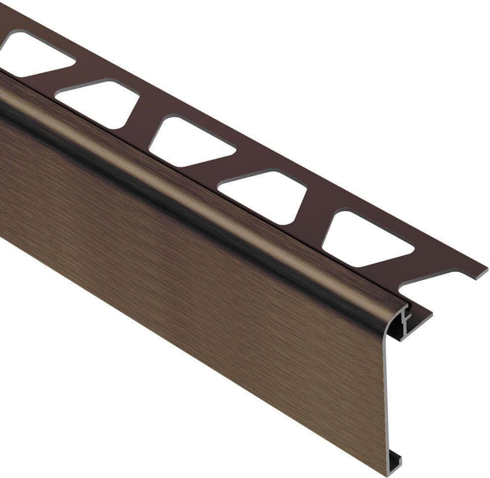 Schluter Rondec-Step Brushed Antique Bronze Anodized Aluminum 3/8 in. x 8 ft. 2-1/2 in. Metal Tile Edging Trim