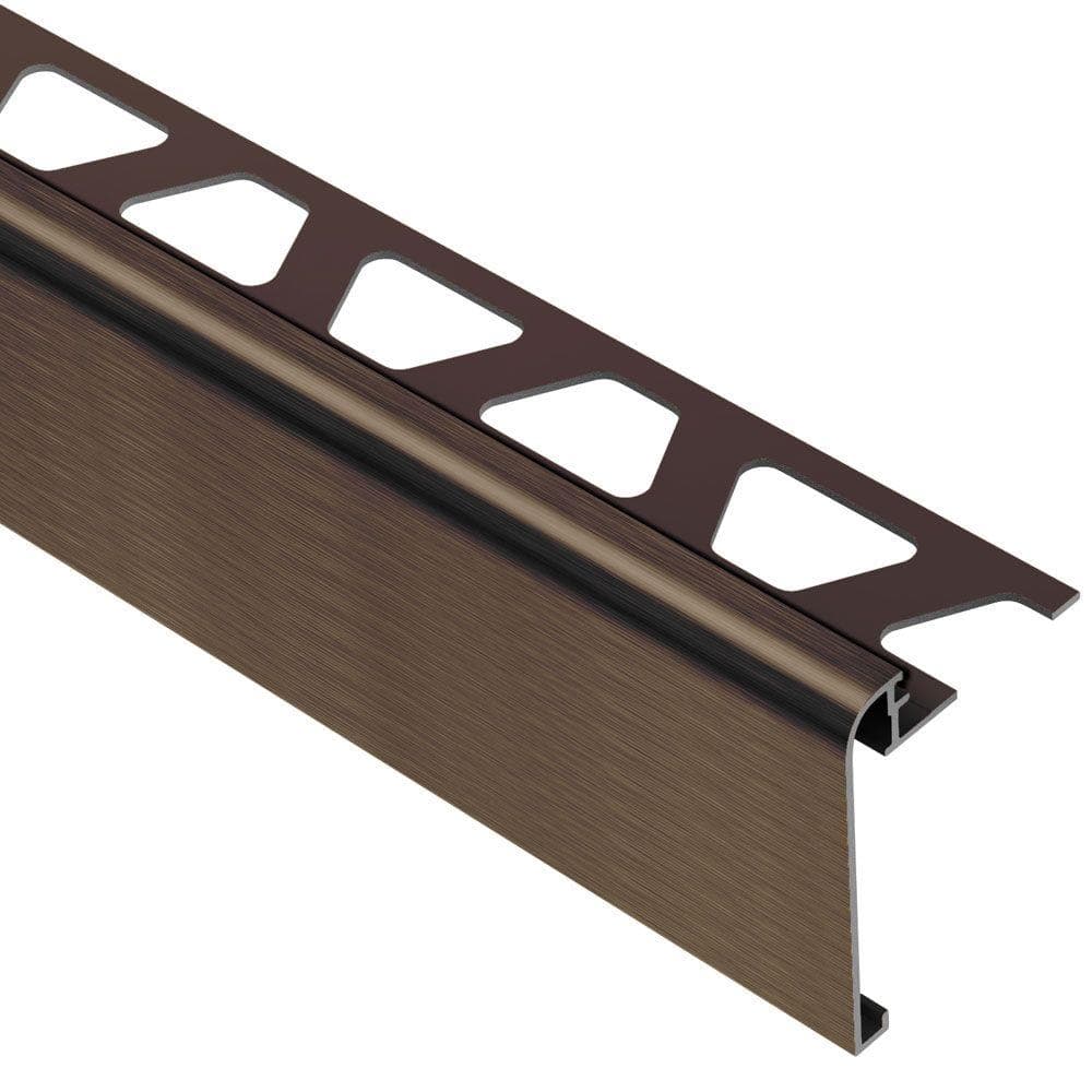 Schluter Rondec-Step Brushed Antique Bronze Anodized Aluminum 1/2 in. x 8 ft. 2-1/2 in. Metal Tile Edging Trim