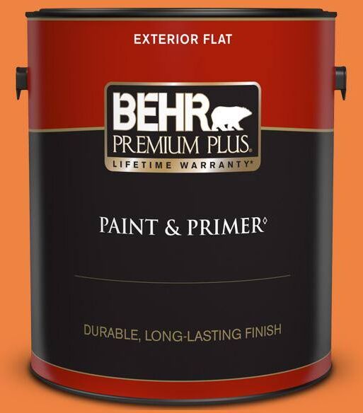 BEHR PREMIUM PLUS 1 gal. #P220-7 Construction Zone Flat Exterior Paint & Primer