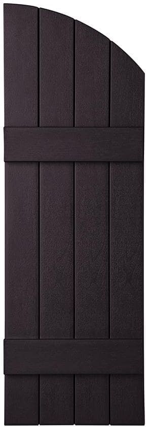 Ply Gem 15 in. x 43 in. Polypropylene Plastic 4-Board Closed Arch Top Board and Batten Shutters Pair in Dark Berry