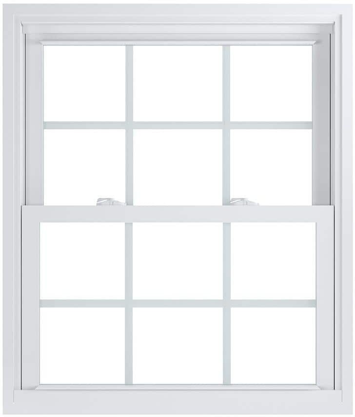 American Craftsman 31.75 in. x 37.25 in. 70 Pro Series Low-E Argon Glass Double Hung White Vinyl Replacement Window with Grids, Screen Incl