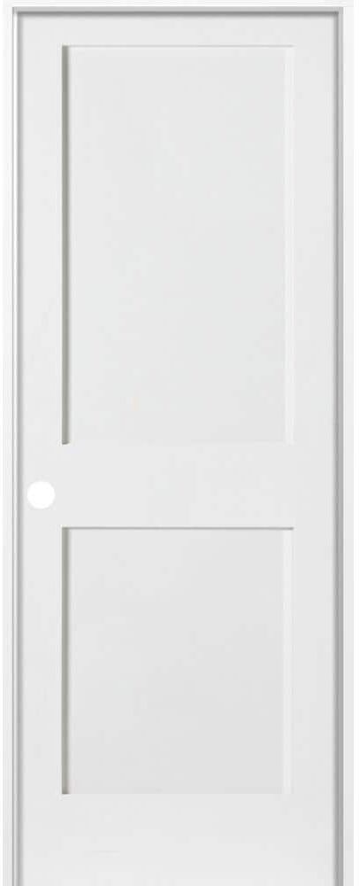 Krosswood Doors 32 in. x 80 in. Craftsman Shaker Primed MDF 2-Panel Right-Hand Wood Single Prehung Interior Door