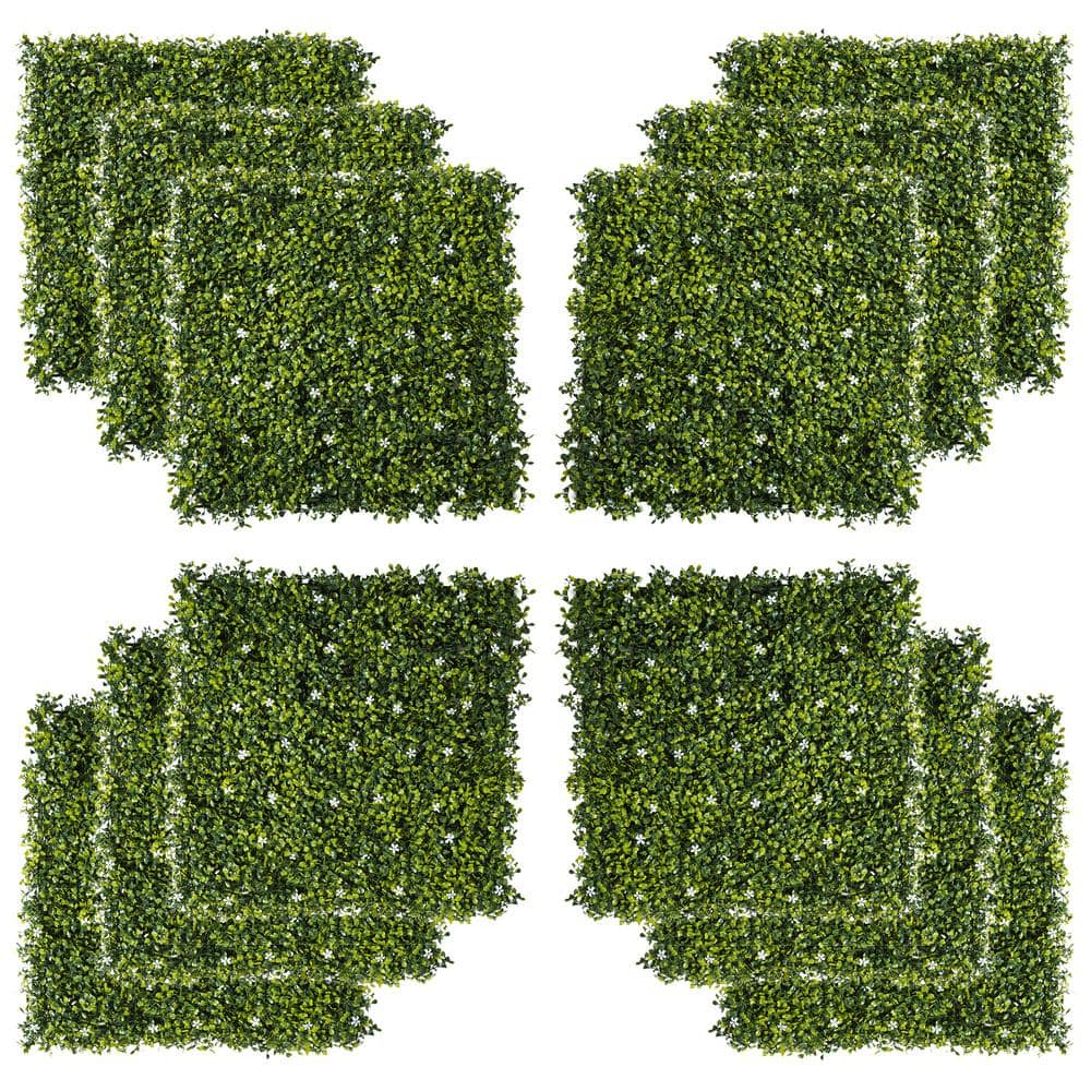 20 in. H x 20 in. W GorgeousHome Artificial Boxwood Hedge Greenery Panels, Milan Leaf, Flowers Corner Moulding