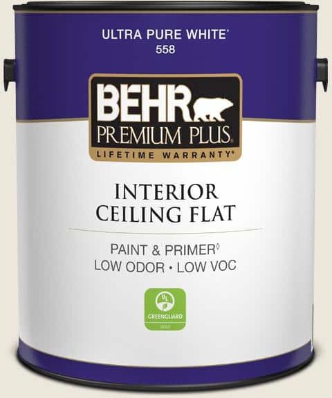 BEHR PREMIUM PLUS 1 gal. #BXC-32 Picket Fence White Ceiling Flat Interior Paint