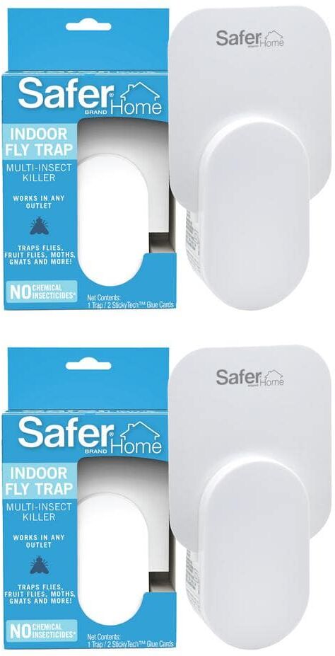 Safer Brand Safer Home Indoor Flying Insect Trap for Fruit Flies, Gnats, Moths, House Flies (2 Plug-In Bases, 4 Refill Glue Cards)