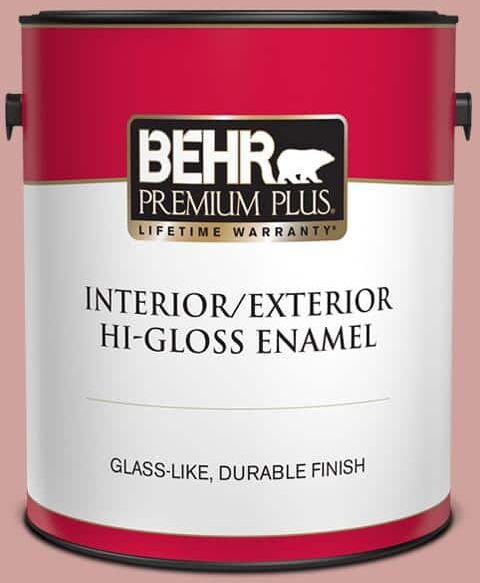 BEHR PREMIUM PLUS 1 gal. #S150-3 Rose Pottery Hi-Gloss Enamel Interior/Exterior Paint