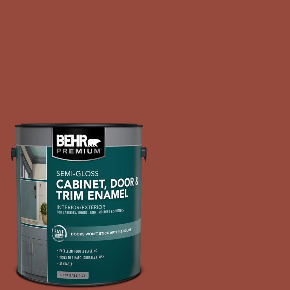 BEHR PREMIUM 1 gal. #MQ1-24 Smokin Hot Semi-Gloss Enamel Interior/Exterior Cabinet, Door & Trim Paint