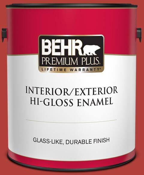 BEHR PREMIUM PLUS 1 gal. #170B-7 Red Tomato Hi-Gloss Enamel Interior/Exterior Paint