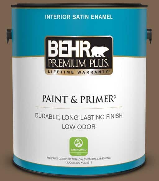 BEHR PREMIUM PLUS 1 gal. #N260-7 Folk Guitar Satin Enamel Low Odor Interior Paint & Primer