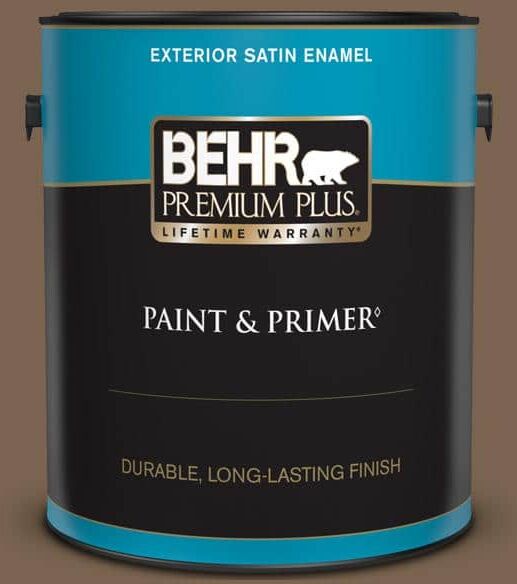 BEHR PREMIUM PLUS 1 gal. #N260-7 Folk Guitar Satin Enamel Exterior Paint & Primer