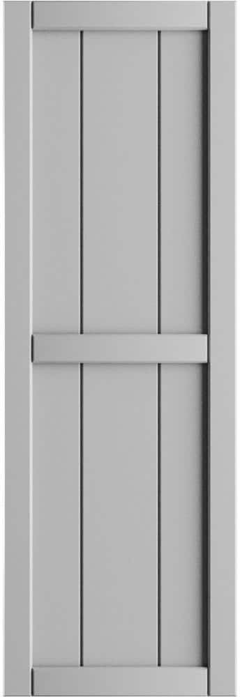 Ekena Millwork 10-3/4 in. x 47 in. True Fit PVC Two Board Framed Board and Batten Shutters Pair in Primed