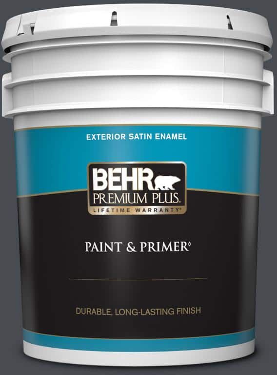 BEHR PREMIUM PLUS 5 gal. Home Decorators Collection #HDC-CL-24 Black Ribbon Satin Enamel Exterior Paint & Primer