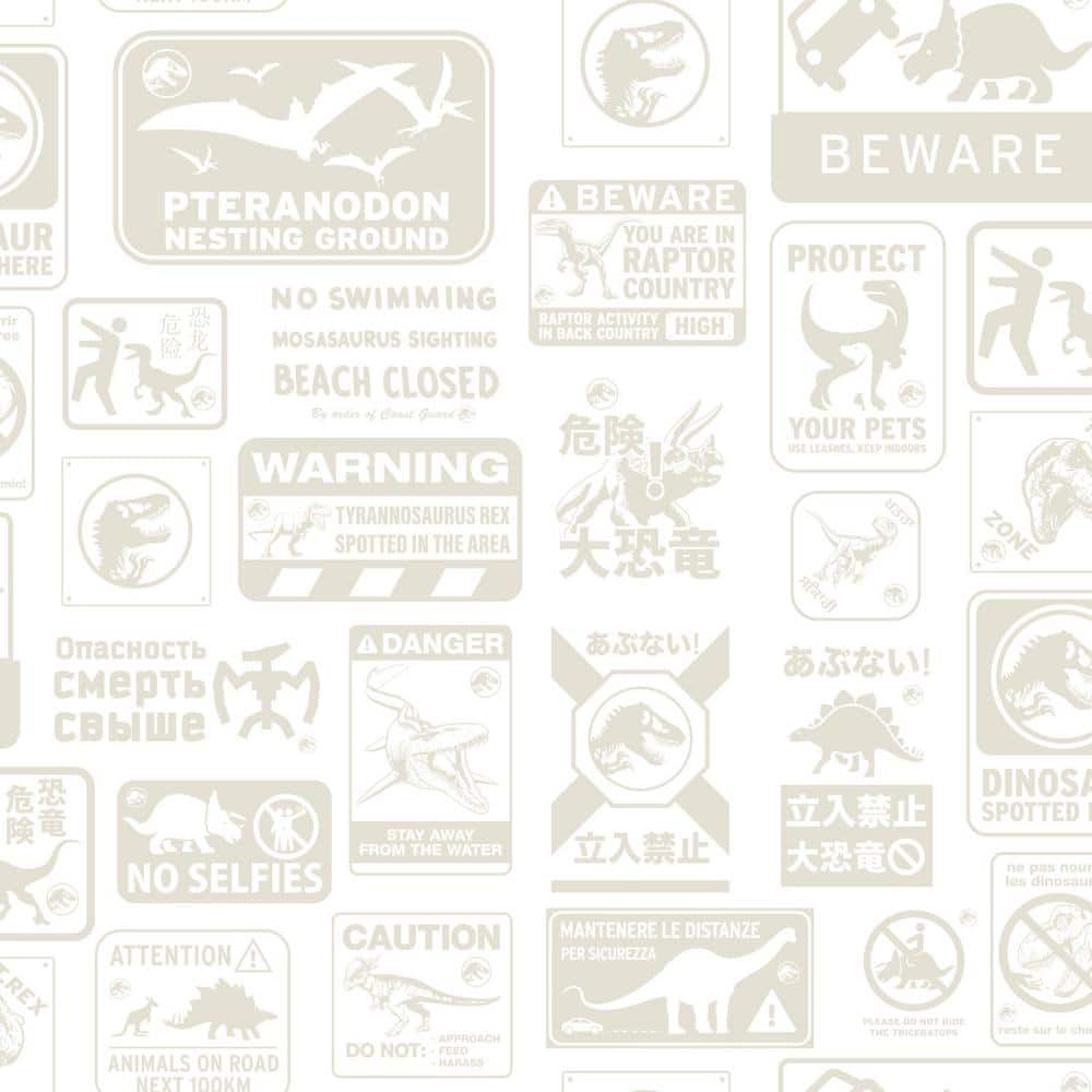 RoomMates Jurassic World: Dominion Signs Brown Vinyl Peel and Stick Matte Wallpaper 28.18 sq. ft.