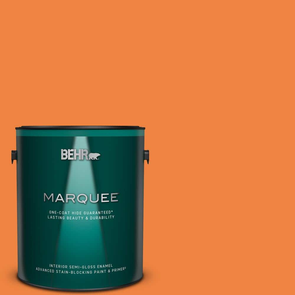 BEHR MARQUEE 1 gal. #P220-7 Construction Zone Semi-Gloss Enamel Interior Paint & Primer