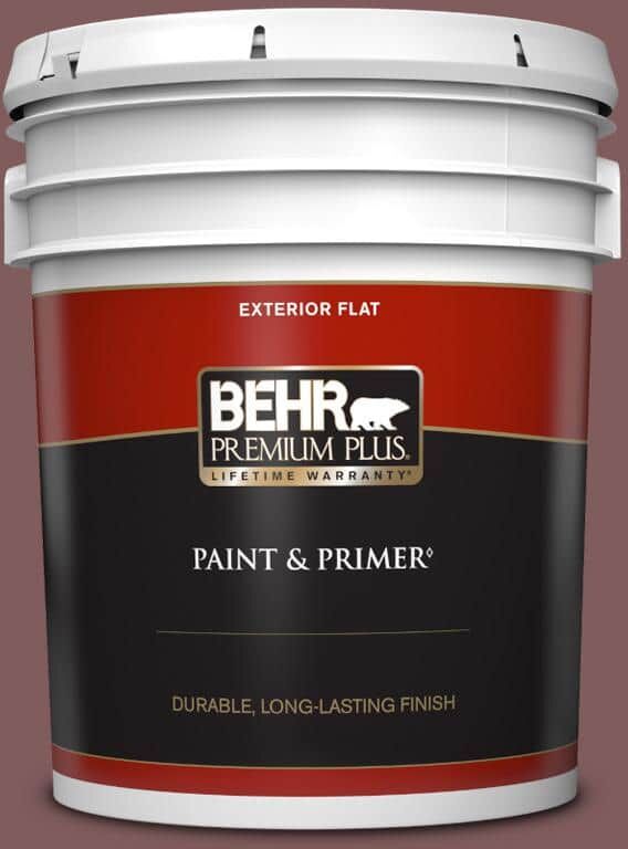 BEHR PREMIUM PLUS 5 gal. #140F-6 Book Binder Flat Exterior Paint & Primer