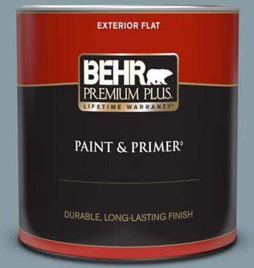 BEHR PREMIUM PLUS 1 qt. #MQ5-27 Rainy Season Flat Exterior Paint & Primer