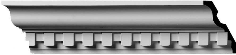 Ekena Millwork 4-5/8 in. H x 2-7/8 in. P x 5-1/2 in. F x 94-1/2 in. L, (1-3/8 in. Repeat) Polyurethane Dentil Crown Moulding (12-Pack)