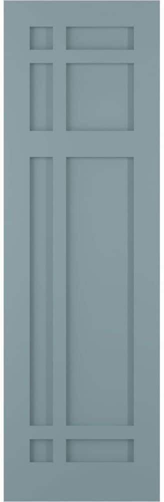 Ekena Millwork 12 in. x 53 in. Flat Panel True Fit PVC San Juan Capistrano Mission Style Fixed Mount Shutters Pair in Peaceful Blue