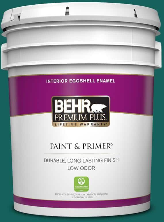 BEHR PREMIUM PLUS 5 gal. #S-H-490 Billiard Table Eggshell Enamel Low Odor Interior Paint & Primer